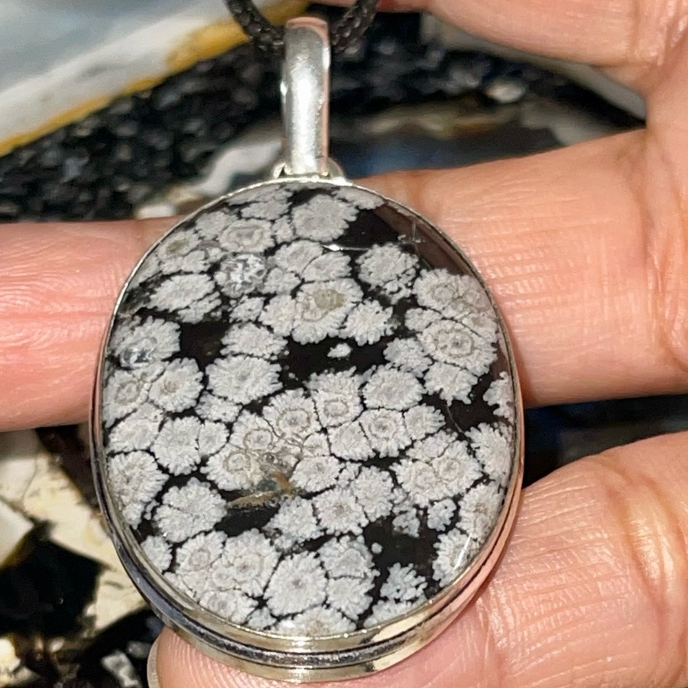 Snowflake Obsidian Pendant 2” - Picture 7 of 15